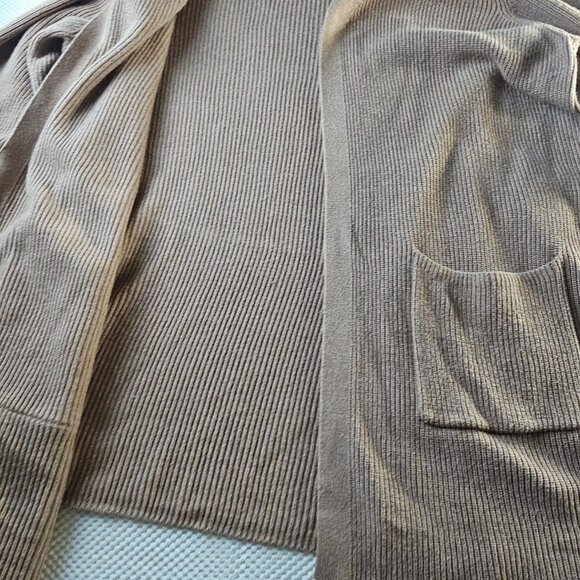 Old Navy Womens Ribbed Open-Front Cardigan Sweater Xxl Light Brown Cotton Blend - Picture 12 of 12